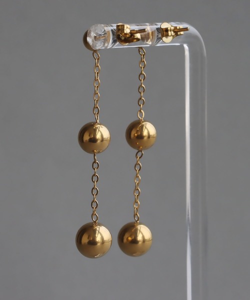 abaskdesign(アバスクデザイン)の「金属アレルギー対応 ロングメタルボールピアス(ピアス(両耳用)・レディース・ゴールド・FREE)」の7枚目の写真