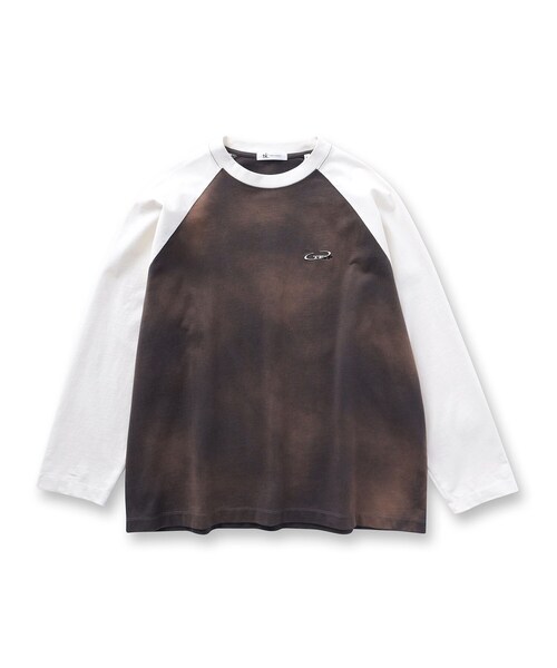 tk.TAKEO KIKUCHI(ティーケータケオキクチ)の「ブリーチラグランスリーブTシャツ(Tシャツ/カットソー・レディース・ダークブラウン系4/チャコール・66)」の3枚目の写真