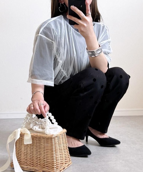 aquagarage（アクアガレージ）の「ドット柄テーパードパンツ（その他パンツ・レディース・ブラック・S/M/M2/L/LL）」の9枚目の写真