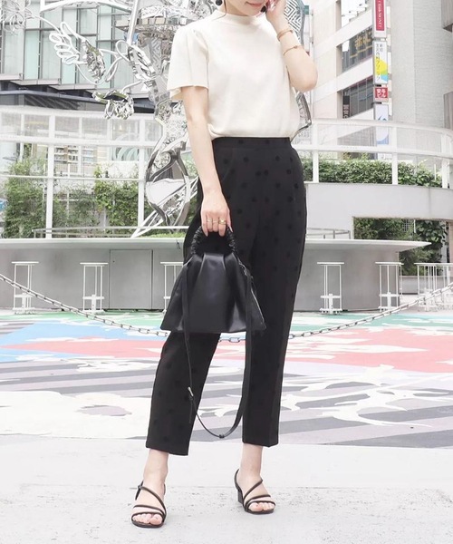 ドット柄プリントテーパードパンツ - ベルーナ【公式】 アダムエロペ　テーパード　ドット柄パンツ