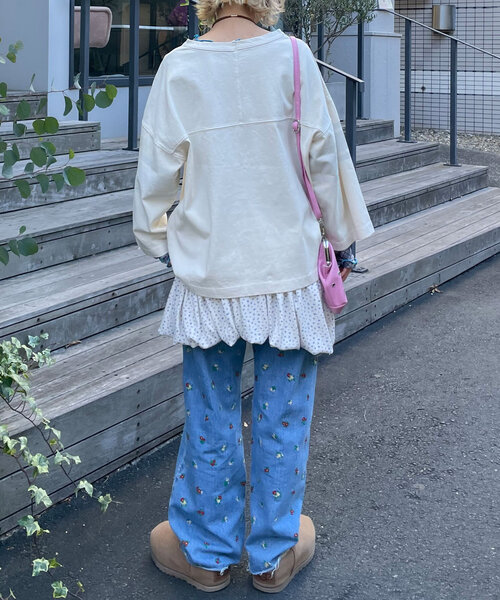 HELLO.SANFRANCISCO（ハローサンフランシスコ）の「【HELLO.SANFRANCISCO/ハローサンフランシスコ】ピグメントロゴTEE（Tシャツ/カットソー・レディース・チャコールグレー/オフホワイト/レッド・ONE SIZE）」の10枚目の写真