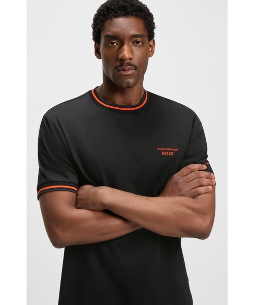 BOSS(ボス)の「Porsche x BOSS アクティブ コットンブレンド Tシャツ(Tシャツ/カットソー・メンズ・オレンジ/ブラック・S/M/L/XL/XXXL/XXL)」の3枚目の写真