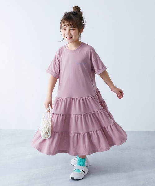 devirock(デビロック)の「裾ティアード バックプリント ワンピース(ワンピース・キッズ・ライトグレー/スミクロ/ピンク系その他/ブルー・140cm/130cm/120cm/110cm/100cm)」の6枚目の写真