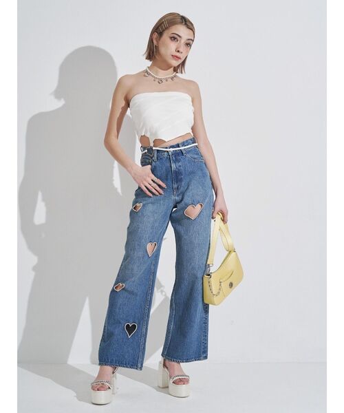 EVRIS（エヴリス）の「ハートモチーフコルセットトップス（チューブトップ・レディース・ブラック/ホワイト・FREE）」の13枚目の写真