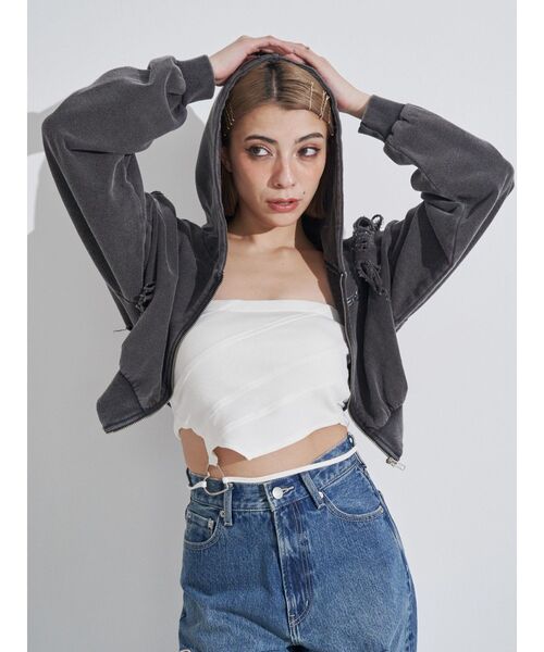 EVRIS（エヴリス）の「ハートモチーフコルセットトップス（チューブトップ・レディース・ブラック/ホワイト・FREE）」の15枚目の写真