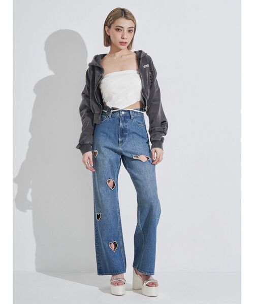 EVRIS（エヴリス）の「ハートモチーフコルセットトップス（チューブトップ・レディース・ブラック/ホワイト・FREE）」の16枚目の写真