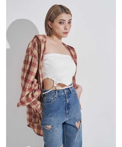 EVRIS（エヴリス）の「ハートモチーフコルセットトップス（チューブトップ・レディース・ブラック/ホワイト・FREE）」の18枚目の写真