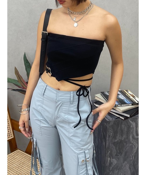 EVRIS（エヴリス）の「ハートモチーフコルセットトップス（チューブトップ・レディース・ブラック/ホワイト・FREE）」の6枚目の写真