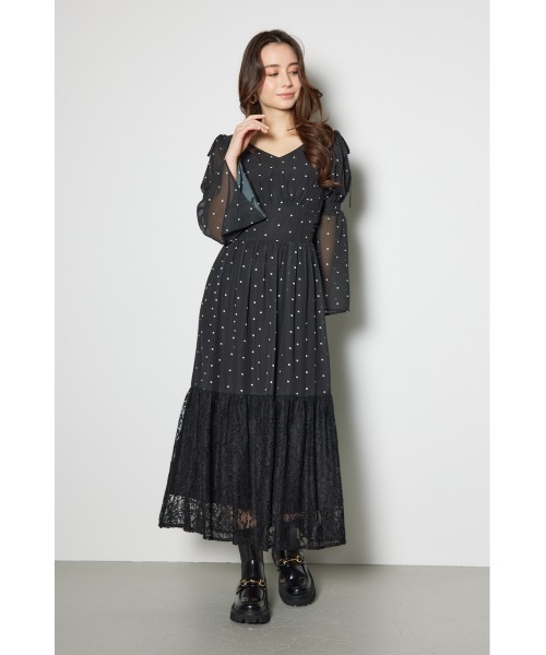 セール】2WAYレースドッキングフレア ワンピース 春服