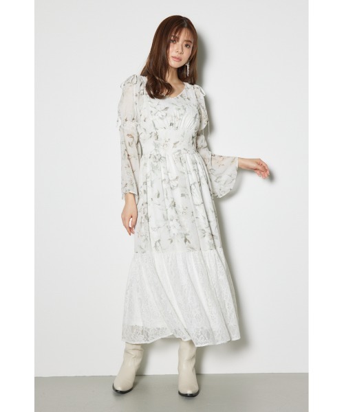 rienda 大人ホワイト セール】2WAYレースドッキングフレア ワンピース 春服（ワンピース