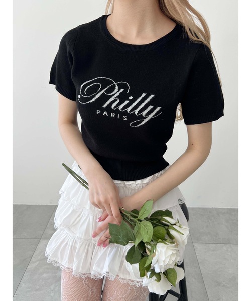 PHILLY(フィリー)の「【PHILLY】半袖ジャガードニット(ニット/セーター・レディース・アイボリー/ブラック・FREE)」の6枚目の写真