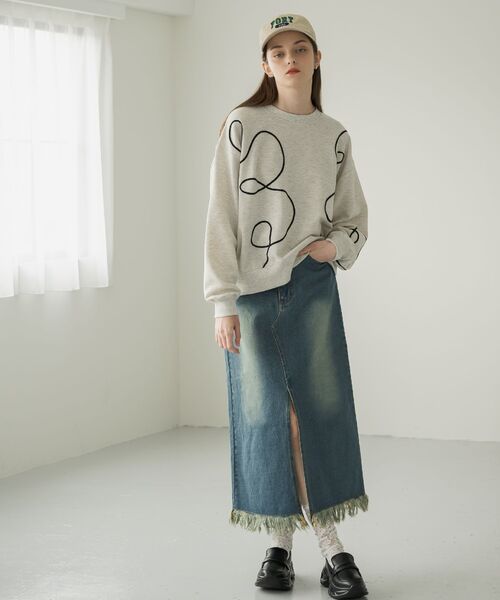 RETRO GIRL(レトロガール)の「裾フリンジデニムSK(デニムスカート・レディース・ブラック/ライトブルー/ブルー・FREE)」の4枚目の写真