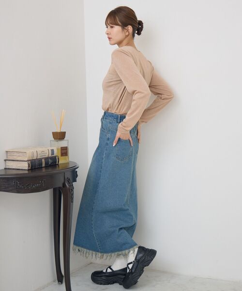 RETRO GIRL(レトロガール)の「裾フリンジデニムSK(デニムスカート・レディース・ブラック/ライトブルー/ブルー・FREE)」の10枚目の写真