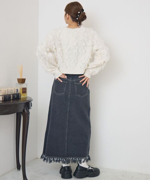 RETRO GIRL(レトロガール)の「裾フリンジデニムSK(デニムスカート・レディース・ブラック/ライトブルー/ブルー・FREE)」の21枚目の写真