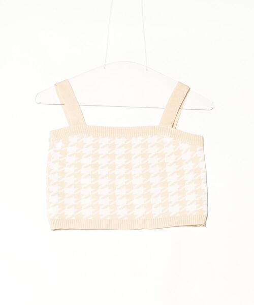 LETee(レティー)の「千鳥柄インナー&イレギュラートップツインニット(ニット/セーター・レディース・ベージュ/ブラック/ブルー/グレー・FREE)」の12枚目の写真