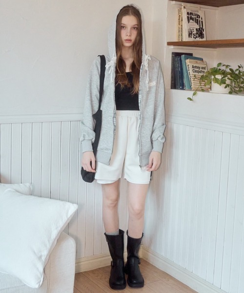 Birthday room（バースデイルーム）の「フードチェックパーカー/hood check parker（パーカー・レディース・グレー・FREE）」の4枚目の写真