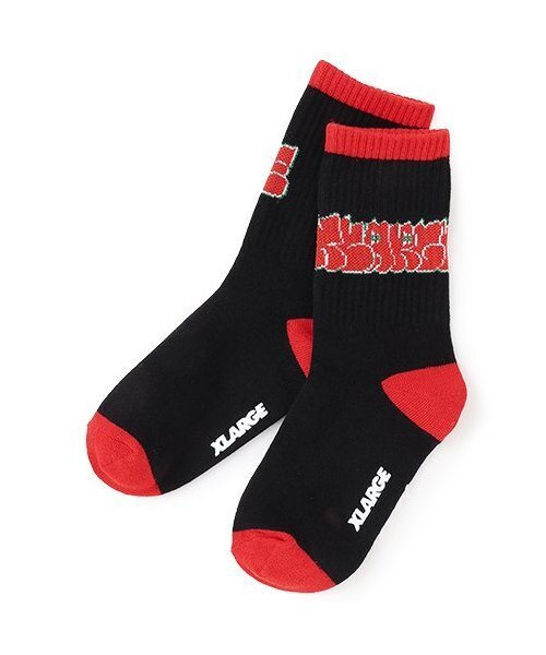 XLARGE KIDS(エクストララージキッズ)の「グラフィティロゴクルーソックス(ソックス/靴下・キッズ・ホワイト/ブラック/オレンジ・15-17cm/17-19cm/19-21cm/13-15cm)」の3枚目の写真