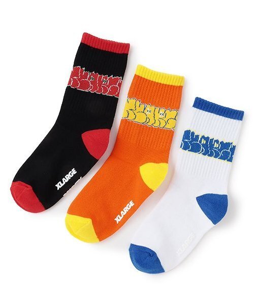 XLARGE KIDS(エクストララージキッズ)の「グラフィティロゴクルーソックス(ソックス/靴下・キッズ・ホワイト/ブラック/オレンジ・15-17cm/17-19cm/19-21cm/13-15cm)」の8枚目の写真