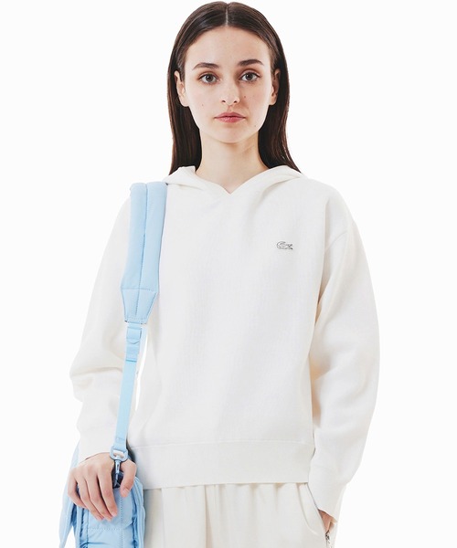 LACOSTE（ラコステ）の「ニットフーディー / プルオーバーニットパーカー（ニット/セーター・レディース・ホワイト/ライトグレー・36/34/40/38）」の2枚目の写真