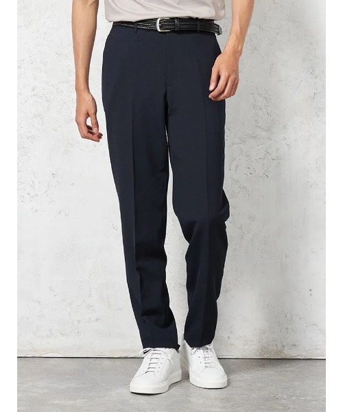 【KATHARINE E HAMNETT-キャサリン・イー・ハムネット-】メッシュ調 パンツ ノータック【セットアップ商品有】軽量 イージーケア ネイビー 無地 春夏