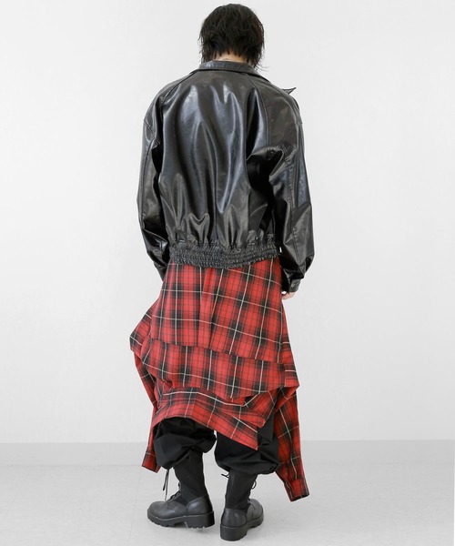 minsobi（ミンソビ）の「ダブルスリーブBIGチェックシャツ オーバーサイズ チェック柄ロングシャツ（シャツ/ブラウス・メンズ・レッド/ブラック・FREE）」の17枚目の写真