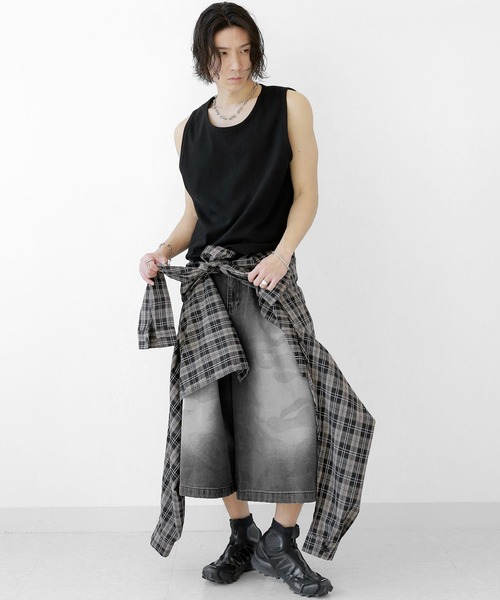 minsobi（ミンソビ）の「ダブルスリーブBIGチェックシャツ オーバーサイズ チェック柄ロングシャツ（シャツ/ブラウス・メンズ・レッド/ブラック・FREE）」の22枚目の写真