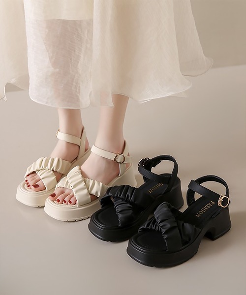 ブラックストラップ厚底サンダル タイムセール セール】blackdia ocean ストラップ 厚底サンダル（サンダル