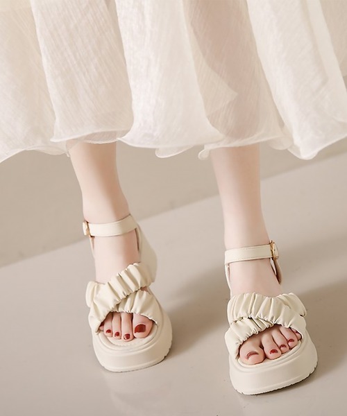 ブラック厚底フラットサンダル ブソラ bussola 厚底サンダル （ブラック） -waja bazar - 海外