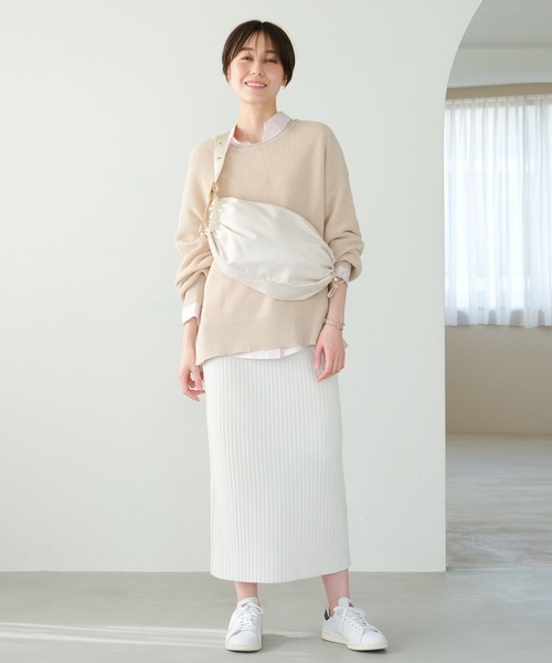 【Y】56-70ロング250 セール】リネンライクボートネックニット/291208（ニット