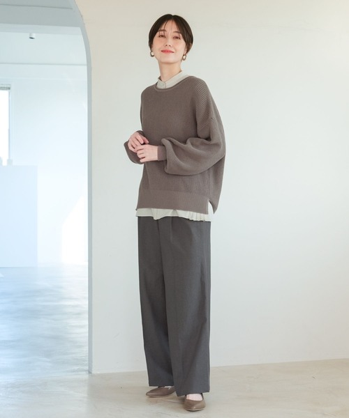 Elura（エルーラ）の「リネンライクボートネックニット/291208（ニット/セーター・レディース・オレンジ/ブラウン系その他/ブラック/オフホワイト・LARGE/MEDIUM）」の13枚目の写真