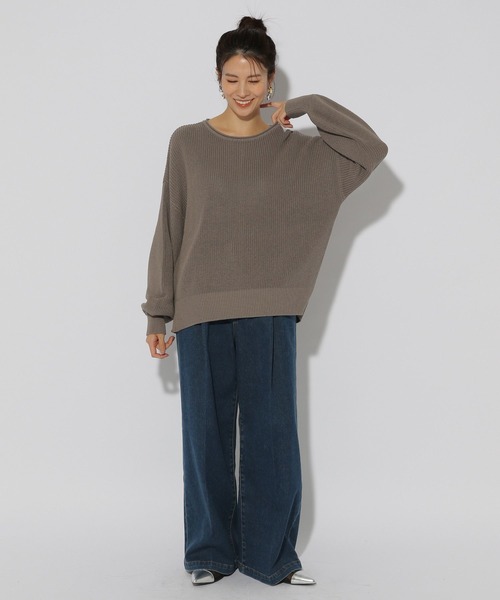 Elura（エルーラ）の「リネンライクボートネックニット/291208（ニット/セーター・レディース・オレンジ/ブラウン系その他/ブラック/オフホワイト・LARGE/MEDIUM）」の17枚目の写真