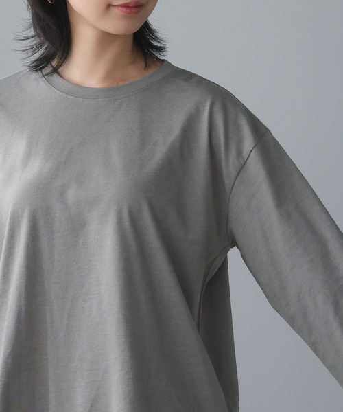 itto...（イット）の「綿100％ラウンド裾ロングTシャツ（Tシャツ/カットソー・レディース・グレー/アイボリー/ブラック・M）」の16枚目の写真