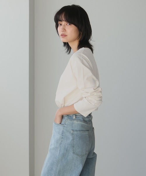 itto...（イット）の「綿100％ラウンド裾ロングTシャツ（Tシャツ/カットソー・レディース・グレー/アイボリー/ブラック・M）」の9枚目の写真