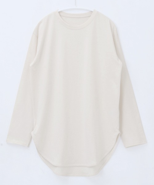 itto...（イット）の「綿100％ラウンド裾ロングTシャツ（Tシャツ/カットソー・レディース・グレー/アイボリー/ブラック・M）」の8枚目の写真