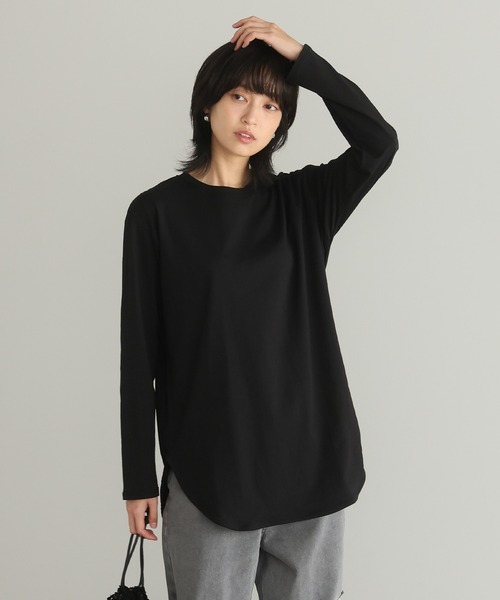 itto...（イット）の「綿100％ラウンド裾ロングTシャツ（Tシャツ/カットソー・レディース・グレー/アイボリー/ブラック・M）」の20枚目の写真