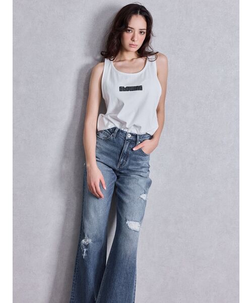 GYDA♡ ダメージ加工 ストレートデニムパンツ M卸売 通販