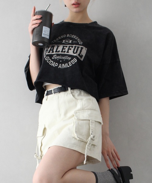 SpRay（スプレイ）の「ベルト付カ－ゴミニスカート（スカート・レディース・グレー/アイボリー/ブラック・MEDIUM）」の18枚目の写真