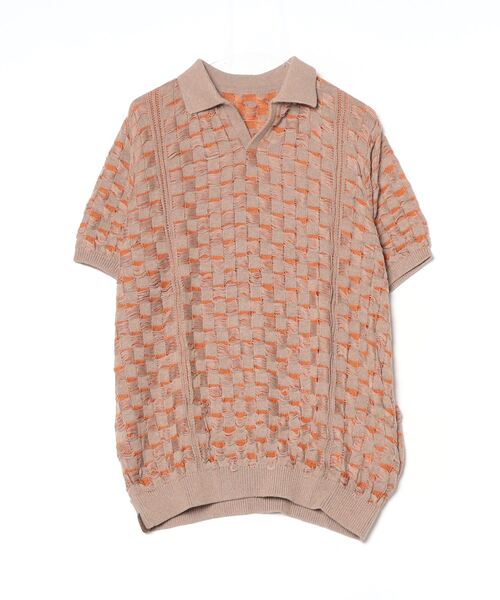 grapevine by k3(グレープバインバイケースリー)の「CHESS SHORT SLEEVES TOP(ニット/セーター・メンズ・バーガンディー/ベージュ/グリーン・L)」の17枚目の写真