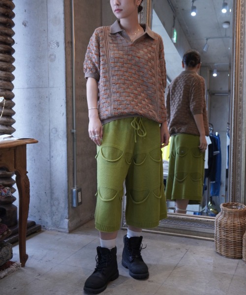 grapevine by k3(グレープバインバイケースリー)の「CHESS SHORT SLEEVES TOP(ニット/セーター・メンズ・バーガンディー/ベージュ/グリーン・L)」の11枚目の写真