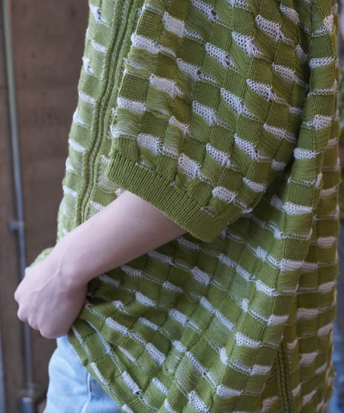 grapevine by k3(グレープバインバイケースリー)の「CHESS SHORT SLEEVES TOP(ニット/セーター・メンズ・バーガンディー/ベージュ/グリーン・L)」の16枚目の写真