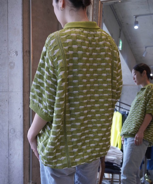 grapevine by k3(グレープバインバイケースリー)の「CHESS SHORT SLEEVES TOP(ニット/セーター・メンズ・バーガンディー/ベージュ/グリーン・L)」の13枚目の写真