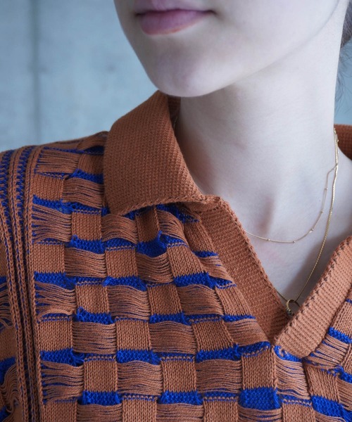 grapevine by k3(グレープバインバイケースリー)の「CHESS SHORT SLEEVES TOP(ニット/セーター・メンズ・バーガンディー/ベージュ/グリーン・L)」の18枚目の写真