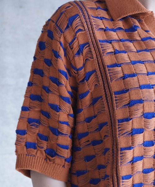 grapevine by k3(グレープバインバイケースリー)の「CHESS SHORT SLEEVES TOP(ニット/セーター・メンズ・バーガンディー/ベージュ/グリーン・L)」の19枚目の写真