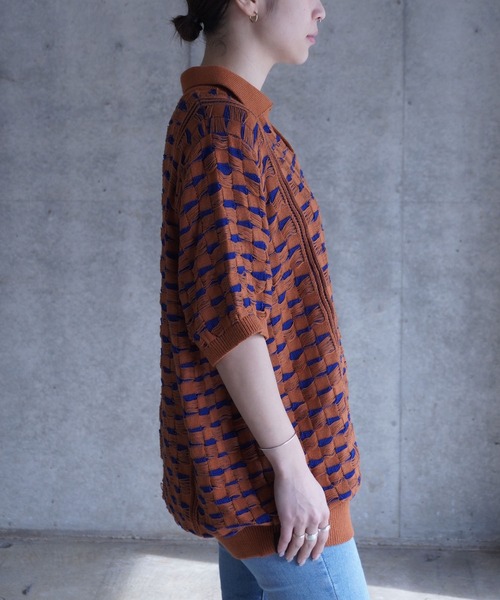 grapevine by k3(グレープバインバイケースリー)の「CHESS SHORT SLEEVES TOP(ニット/セーター・メンズ・バーガンディー/ベージュ/グリーン・L)」の20枚目の写真