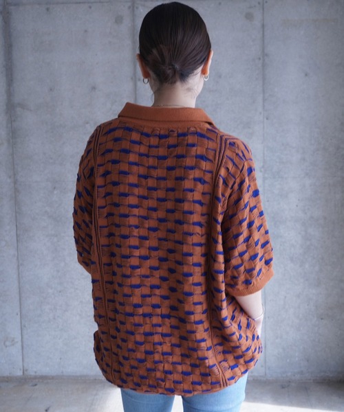 grapevine by k3(グレープバインバイケースリー)の「CHESS SHORT SLEEVES TOP(ニット/セーター・メンズ・バーガンディー/ベージュ/グリーン・L)」の21枚目の写真