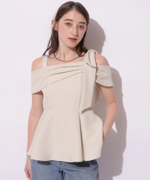【美品】Rirandture◆2WAYシャーリングブラウス/黄緑 リランドチュール Rirandture 2WAYシャーリングブラウス （黄緑