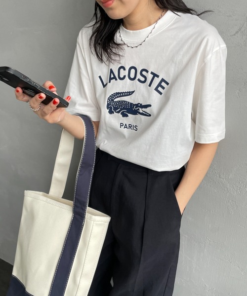 【LACOSTE】club グラフィック ロゴ クルーネック Tシャツ ♪ LACOSTE】club グラフィック ロゴ クルーネック Tシャツ