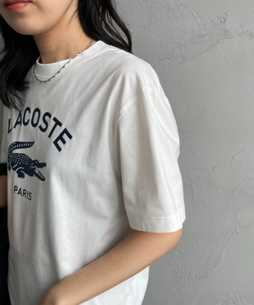 LACOSTE（ラコステ）の「[LACOSTE/ラコステ] カレッジロゴ クルーネックTシャツ（Tシャツ/カットソー・レディース・ネイビー/ホワイト・S/M/XS/L）」の13枚目の写真