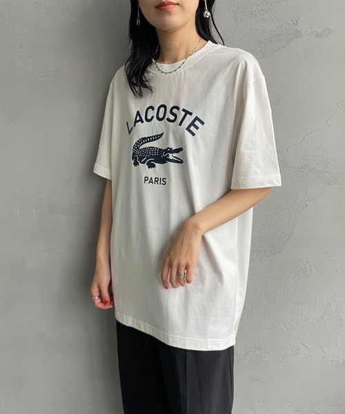 LACOSTE（ラコステ）の「[LACOSTE/ラコステ] カレッジロゴ クルーネックTシャツ（Tシャツ/カットソー・レディース・ネイビー/ホワイト・S/M/XS/L）」の10枚目の写真