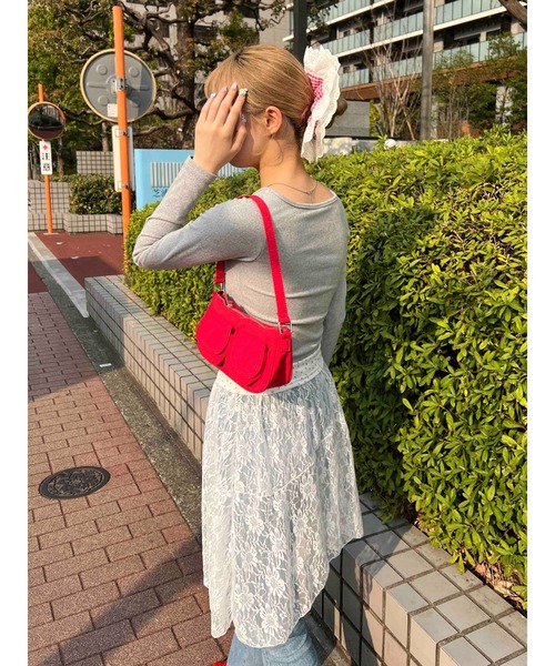 WC（ダブル シー）の「レースポイントギンガムチェックシュシュ（シュシュ・レディース・ブラック/レッド・FREE）」の7枚目の写真